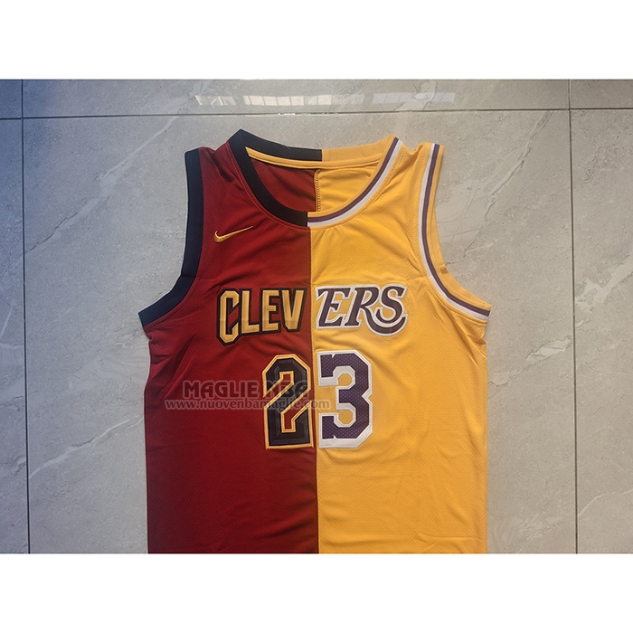 Maglia
 LeBron James NO 23 Cleveland Cavaliers Los Angeles Lakers Split Rosso
 Giallo
